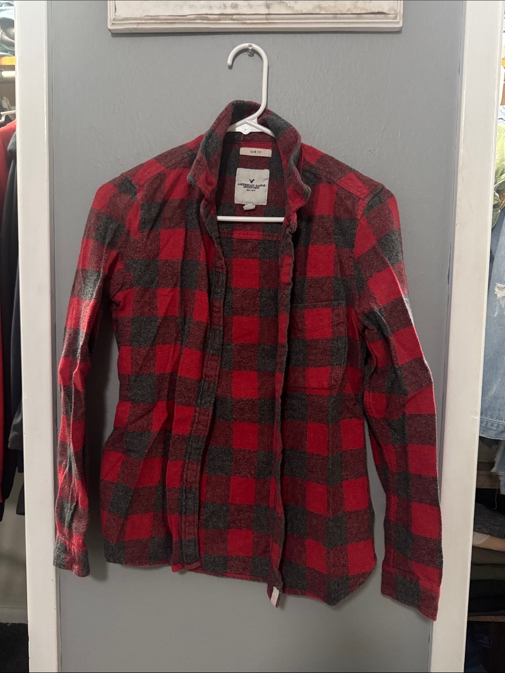 American Eagle Outfitters Red & Gray Plaid Women's Jacket